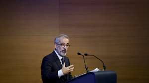O ministro de Estado e dos Negócios Estrangeiros, Paulo Rangel, intervém na conferência "80 Anos das Nações Unidas", no Instituto Superior de Ciências Sociais e Políticas da Universidade de Lisboa, em Lisboa, 22 de outubro de 2025. FILIPE AMORIM/LUSA