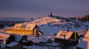 epa12668735 The sun sets over Nuuk, Greenland, 21 January 2026.  EPA/MADS CLAUS RASMUSSEN  DENMARK OUT