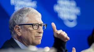 epa12667031 Microsoft co-founder and US philanthropist Bill Gates gestures during a panel discussion during the 56th annual meeting of the World Economic Forum (WEF) in Davos, Switzerland, 21 January 2026. The meeting under the topic 'A Spirit of Dialogue' brings together entrepreneurs, scientists, and corporate and political leaders in Davos and takes place from 19 to 23 January in Davos.  EPA/GIAN EHRENZELLER