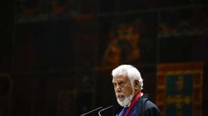 O primeiro-ministro timorense, Kay Rala Xanana Gusmão, intervém durante a cerimónia de entrega do Prémio Professor Doutor Jorge Miranda, na Aula Magna da Universidade de Lisboa, 25 de junho de 2026. FILIPE AMORIM/LUSA