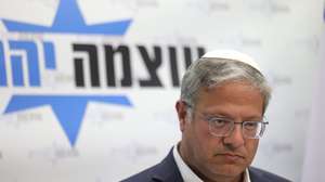 epa13056718 Israel's National Security Minister and leader of the Otzma Yehudit Party, Itamar Ben-Gvir, delivers an address during his weekly party faction meeting at the Knesset, the Israeli parliament, in Jerusalem, 22 June 2026.  EPA/ABIR SULTAN