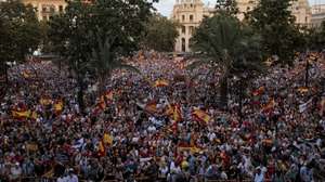 epa13207608 People attend a rally held on occasion of Ceuta Day and amid the migrant crisis in Ceuta, in Valencia, Spain, 02 September 2026. Rallies have been called in front of town halls across Spain as the country faces a massive migration crisis after thousands of people crossed into the North African enclave of Ceuta from Morocco in late July 2026.  EPA/Biel Alino