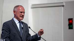 epa13126170 Austrian Interior Minister Gerhard Karner delivers a speech during the official opening of a police station in the building where Adolf Hitler was born in 1889, in Braunau am Inn, Austria, 22 July 2026. Austria has converted the building into a police station to end decades of debate over preventing the site from becoming a pilgrimage destination for right-wing extremists. A government-appointed commission rejected proposals to establish a museum there, citing the risk that a memorial site could be misinterpreted by visitors.  EPA/MARTIN DIVISEK