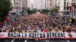 epa13278369 Protesters participate in a demonstration calling for the authorities to address the ongoing housing problems, in Madrid, Spain, 03 October 2026, a day after housing decrees introduced by the Spanish government to tackle the country's housing affordability crisis failed to pass in the Lower Chamber of Parliament. The nationwide protests against the ongoing housing crisis were sparked by the eviction of an 87-year-old woman from her rental home after 70 years on 23 September 2026.  EPA/Borja Sanchez-Trillo