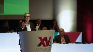 O Secretário - Geral da UGT, Mario Mourão, durante a abertura do XV congresso da União Geral dos Trabalhadores (UGT) sob o lema "Juntos por um Futuro mais Justo", Figueira da Foz, 10 de outubro de 2026. PAULO CUNHA/LUSA