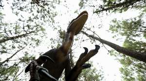 Réplica de um dinossauro que pode ser vista no Dino Parque da Lourinha onde estão desde segunda-feira a ser montados uma centena de dinossauros e decorrem obras de construção de um espaço museológico para expor os achados de dinossauro descobertos no concelho. O Dino Parque tem prevista abertura para o inicio de 2018. Lourinhã, 5 de setembro de 2018. (ACOMPANHA TEXTO) MIGUEL A. LOPES/LUSA