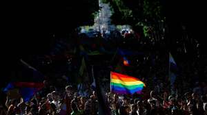 epa11463090 People take part in the 25th Lisbon Pride Parade, in Lisbon, Portugal, 06 July 2024. The Lisbon Pride LGBT parade takes place in the Portuguese capital against the discrimination of people with various sexual orientations.  EPA/ANTONIO PEDRO SANTOS