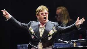 epa10646591 British singer Elton John performs during a concert at the Palau Sant Jordi arena in Barcelona, Spain, 22 May 2023. Elton John will perform twice in Barcelona, as part of his tour Farewell Yellow Brick Road.  EPA/ENRIC FONTCUBERTA