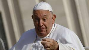 epa11611046 Pope Francis reacts during the weekly General Audience in Saint Peter&#039;s Square, Vatican City, 18 September 2024.  EPA/FABIO FRUSTACI