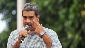 epa11570312 Venezuelan President, Nicolas Maduro, speaks to his followers in Caracas, Venezuela, 28 August 2024. Chavista supporters celebrated on 28 August in the streets of Venezuela the re-election of President Nicolas Maduro in the elections held a month ago, as Venezuelan opposition leader Maria Corina Machado also held a rally in Caracas protesting against the official results of Venezuela&#039;s presidential elections, and claiming the victory of Edmundo Gonzalez Urrutia.  EPA/MIGUEL GUTIERREZ