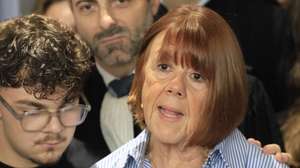 epa11785526 Gisele Pelicot with her grandson speaks to the media at the criminal court in Avignon, southern France, 19 December 2024. Dominique Pelicot was sentenced to 20 years in prison for having drugged and raped his then-wife Gisele Pelicot as well as inviting dozens of men to rape her while she was unconscious at their home in Mazan, France, between 2011 and 2020. Fifty other men were also sentenced alongside him.  EPA/GUILLAUME HORCAJUELO