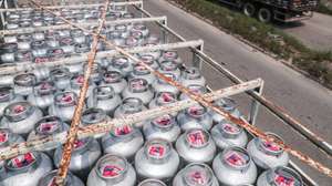 epa09496215 A truck transports gas cylinders near the Petrobras refinery in Duque de Caxias (REDUC), in Rio de Janeiro, Brazil, 29 September 2021. The Petrobras company confirmed on 29 September that it readjusted diesel prices at refineries by 8.89 percent with immediate effect.  EPA/ANDRE COELHO