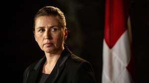 epa12181451 Denmarks Prime Minister Mette Frederiksen during a press conference after the contact committee meeting in Stokkastovan, Tinganes in Torshavn, Faroe Islands, 17 June 2025.  EPA/Ida Marie Odgaard DENMARK OUT