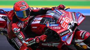 epa12839479 Spanish rider Marc Marquez of the Ducati Lenovo Team competes during qualifying for the MotoGP Brazilian Grand Prix at the Ayrton Senna Circuit in Goiania, Brazil, 21 March 2026.  EPA/Andre Borges