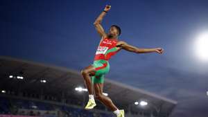 epa13162258 Gerson Balde of Portugal competes in the Men's Long Jump Final at the European Athletics Championships Birmingham 2026, Birmingham, Britain, 11 August 2026.  EPA/TOLGA AKMEN