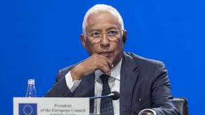 epa13189003 President of the European Council Antonio Costa attends a joint press conference during the Coalition of the Willing summit in Kyiv, Ukraine, 24 August 2026.  EPA/MAXYM MARUSENKO