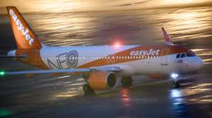 epa08790250 An EasyJet plane, starting as the first commercial flight since the airport’s opening, drives on the apron towards the tarmac, a day after the official opening of BER Berlin Brandenburg Airport in Schoenefeld, Germany, 01 November 2020. The BER airport was opened on 31 October 2020 nearly nine years after it was supposed to open in the year 2011. A series of technical issues and general mismanagement led to a six-time postponement of the opening. On 31 October 2020 two planes landed during the opening ceremony, 24 years after the construction decision of the airport was made.  EPA/CLEMENS BILAN