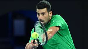 epa12661059 Novak Djokovic of Serbia in action during his Men’s Singles first round match against Pedro Martinez of Spain at the Australian Open tennnis tournament in Melbourne, Australia, 19 January 2026.  EPA/JAMES ROSS  AUSTRALIA AND NEW ZEALAND OUT