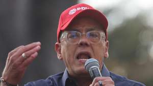 epa12691762 The president of Venezuela's National Assembly (AN), Jorge Rodriguez, a supporter of the Chavista movement, speaks during a demonstration in Caracas, Venezuela, 29 January 2026. 'The Law Reforming the Organic Hydrocarbons Law is now enacted for history, for the future, for our daughters and sons, after a rigorous process of consultations throughout the country, with more than 120 proposals received,' Rodriguez stated.  EPA/Miguel Gutierrez