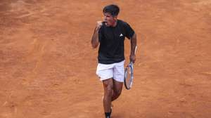Tiago Torres from Portugal reacts playing against Nikoloz Basilashvili from Georgia at the 32 round match of Estoril Open Tennis tournament in Estoril, on the outskirts of Lisbon, Portugal, 20 of July 2026. MIGUEL A. LOPES/LUSA