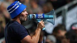 FC Porto's supporter Fernando Madureira cheers during the Portuguese First League soccer match, between FC Famalicao vs FC Porto, at Municipal de Famalicao stadium in Famalicao, Portugal, 20 May 2023. HUGO DELGADO/LUSA