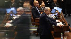 epa12516443 Israel's Prime Minister Benjamin Netanyahu speaks during a plenary session at the Knesset, the Israeli parliament in Jerusalem, 10 November 2025. The session has been initiated by the opposition demanding the establishment of a state inquiry conference to investigate the 07 October 2023 massacre.  EPA/ABIR SULTAN