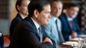 epa13060970 A handout photo made available by the UAE's Presidential Court shows US Secretary of State Marco Rubio talking to the President of the United Arab Emirates and Ruler of the Emirate of Abu Dhabi, Mohamed bin Zayed Al Nahyan (not pictured), in Abu Dhabi, United Arab Emirates, on 24 June 2026.  EPA/THE UAE PRESIDENTIAL COURT / HANDOUT  HANDOUT EDITORIAL USE ONLY/NO SALES