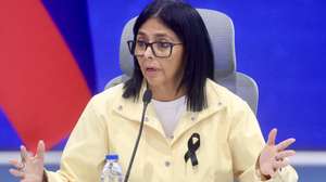 epa13082092 Acting President of Venezuela, Delcy Rodriguez, speaks during a press conference, where she thanked the 147 countries and 'international artists, including Bad Bunny among others, who sent aid' after the double earthquake, in Caracas, Venezuela, 02 July 2026. The death toll stands at at least 2,595, while the number of injured is 12,400, Rodriguez reported.  EPA/IVAN CARDENAS