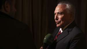 O ex-presidente do Brasil, Michel Temer, fala aos jornalistas na conferência LIDE Brasil - Lisboa sob os temas "Institucionalidade e Cooperação", esta manhã em Lisboa, 3 de fevereiro de 2023. MIGUEL A. LOPES/LUSA