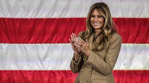 epa12736464 US First Lady Melania Trump reacts as US President Donald Trump delivers remarks to service members and their families at Fort Bragg, North Carolina, USA, 13 February 2026. Trump met with US special forces members involved in the capture of former Venezuelan President Nicolas Maduro in early January.  EPA/STAN GILLILAND