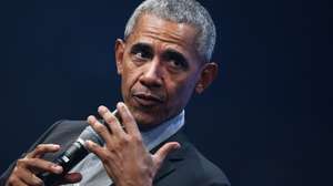 epa07879201 Former US president Barack Obama speaks during the opening ceremony of the 'Bits and Pretzels' startup conference in Munich, Germany, 29 September 2019. The founders festival runs until 01 October 2019.  EPA/PHILIPP GUELLAND