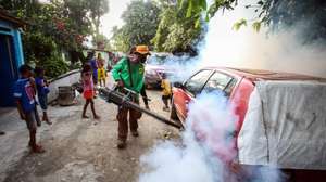 epa05785556 An East Timor's health worker sprays a residential area to prevent dengue fever infections in Dili, East Timor, also known as Timor Leste, 11 February 2017. According to World Health Organization (WHO) The disease is now endemic in more than 100 countries in Africa, the Americas, the Eastern Mediterranean, South-east Asia and the Western Pacific.  EPA/ANTONIO DASIPARU