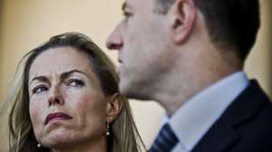 Gerry McCann (R) and Kate McCann (L) the parents of the disappeared British child Madeleine talk to the press after a court session for the libel case against former Portuguese police chief Goncalo Amaral (not pictured) at Lisbon's Palace of Justice in Lisbon, Portugal, 08 July 2014. MARIO CRUZ/LUSA