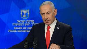epa13039734 Israeli Prime Minister Benjamin Netanyahu holds a news conference in Jerusalem, 15 June 2026, following the announcement of a US-Iran mediated preliminary framework to end regional military hostilities.  EPA/RONEN ZVULUN / POOL