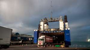 epa08988727 Truck drivers disembark from a ferry boat at the port of Cherbourg, Normandy region, France, 04 February 2021 (issued 05 February 2021). Brexit has triggered the direct transport of trucks between Ireland and France, trying to avoid the long bureaucratic procedures involved in entering and leaving British soil. The French city of Cherbourg saw in January 2021 the traffic of trucks leaving or entering on board ferries to Ireland tripled compared to the same month of 2020 (9,000 compared to 3,000), according to General Manager of Cherbourg Harbour Yannick Millet. Typically some 150,000 trucks use the so-called 'land bridge' each year to cross from Ireland to the mainland via the UK, said president of the West Normandy Chamber of Commerce for Industry Dominique Louzeau, and Cherbourg could capture around 20-25 percent of that volume, in addition to its regular traffic, among the carriers seeking to avoid stricter customs and sanitary controls. There are currently 15 weekly heavy vehicle ferry frequencies between Cherbourg and Ireland (the ports of Rosselare and Dublin), up from six in December 2020.  EPA/CHRISTOPHE PETIT TESSON  ATTENTION: This Image is part of a PHOTO SET
