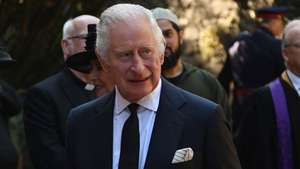 epa10187754 Britain's King Charles III arrives at Llandaff Cathedral, in Cardiff, Britain, 16 September 2022. The king and queen consort's visit to Wales is the final stop on their tour of the four capital cities marking the king's accession to the throne following the passing of Queen Elizabeth II.  EPA/NEIL HALL