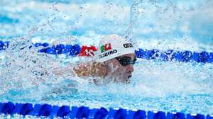 O nadador português Diogo Ribeiro, durante a eliminatória da prova dos 100 metros mariposa livres, nos Jogos Olímpicos de Paris, em Paris, França, 02 de agosto de 2024. JOSÉ SENA GOULÃO/LUSA