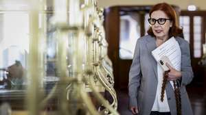 A ministra do Ambiente e Energia, Maria da Graça Carvalho, antes da apresentação dos resultados da fiscalização aos acessos às praias entre Tróia e Melides, na costa de Grândola, no distrito de Setúbal, no Ministério Ambiente e Energia em Lisboa, 09 de julho de 2025. FILIPE AMORIM/LUSA