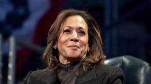 epa11829331 US Vice President Kamala Harris looks on during a Department of Defense Commander in Chief Farewell Ceremony at Joint Base Myers-Henderson Hall in Arlington, Virginia, USA on 16 January 2025.  EPA/BONNIE CASH / POOL