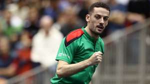 epa11668507 Marcos Freitas of Portugal reacts during the Men’s Single Round of 16 match Dimitrij Ovtcharov of Germany at the Table Tennis European Championships in Linz, Austria, 19 October 2024.  EPA/ANNA SZILAGYI