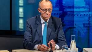 epa11919497 Chairman of Germany's Christian Democratic Union (CDU) Friedrich Merz attends an election night TV talk show at the capital city studio of the TV channel ARD during the general elections in Berlin, Germany, 23 February 2025.  EPA/ANDREAS GORA / POOL