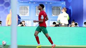 epa13035539 Achraf Hakimi of Morocco celebrates the 0-1 goal during the FIFA World Cup 2026 group stage match Brazil against Morocco, in East Rutherford, New Jersey, USA, 13 June 2026.  EPA/OLGA FEDOROVA