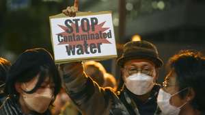 epa11214595 Demonstrators protest against nuclear power plants and against Japan's discharge of treated radioactive water from Tokyo Electric Power Company (TEPCO) Fukushima Daiichi Nuclear Power Plant into the Pacific Ocean, in front of the prime minister's official residence in Tokyo, Japan, 11 March 2024, marking the 13th anniversary of the 2011 magnitude 9.0 'Great East Japan Earthquake'. The earthquake and tsunami that triggered the nuclear accident at Tokyo Electric Power Company's Fukushima Daiichi Nuclear Power Plant on 11 March 2011 has killed 15,900 people, with 2,520 people still missing, according to the National Police Agency. The Reconstruction Agency data showed another 3,802 disaster-related deaths due to worsening injury and illness, as of the end of December 2023.  EPA/KIMIMASA MAYAMA