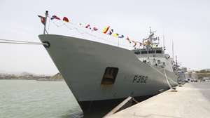 Cerimónia de receção ao navio da Marinha Portuguesa NRP Sines, atracado no Porto da Praia, no âmbito de uma missão de cooperação técnico-militar entre os dois países, Cabo verde, 7 de maio de 2025. ELTON MONTEIRO/LUSA