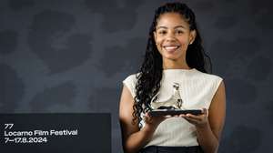 epa11552896 Portuguese-Swiss director Denise Fernandes poses with the Best Emerging Director award of the &#039;Concorso Cineasti del Presente&#039; category for the movie &#039;Hanami&#039; during a photocall at the 77th Locarno International Film Festival, in Locarno, Switzerland, 17 August 2024. The festival runs from 07 to 17 August 2024.  EPA/JEAN-CHRISTOPHE BOTT