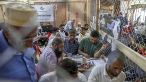 epa11388402 Election officials count votes of India's general elections in Srinagar, the summer capital of Indian Kashmir, India, 04 June 2024. General elections in India are held over seven phases between 19 April and 01 June 2024, which are held every five years and about 968 million people are eligible to vote. Results will be announced on 04 June 2024 for India's 545-member lower house of parliament, or Lok Sabha.  EPA/FAROOQ KHAN