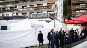 epa12621599 Deputy Prime Minister of Italy and Minister of Foreign Affairs Antonio Tajani and Mathias Reynard, state councillor and president of the Council of State of the Canton of Valais pay  their respects to the victims and visit the place near the area where an unidentified origin fire broke out at the 'Le Constellation' bar and lounge leaving people dead and injured, during New Year's celebration, in Crans-Montana, Switzerland, 02 January 2026. According to the police, several dozen people lost their lives in the fire that devastated the bar 'Le Constellation' on New Year's Eve in the Swiss Alps resort of Crans-Montana. Around one hundred people were also reported injured.  EPA/JEAN-CHRISTOPHE BOTT
