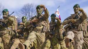 Cerimónia militar de despedida das Forças Armadas, no âmbito da cessação do mandato do Presidente da República, Marcelo Rebelo de Sousa (ausente da imagem), Braga, 28 de fevereiro 2026. HUGO DELGADO/LUSA