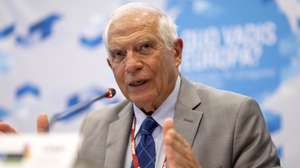 epa11554847 European Union High Representative for Foreign Affairs and Security Policy, Josep Borrell, speaks during a press briefing in Santander, Spain, 19 August 2024. Borrel participates in the inauguration of the course ‘Quo Vadis Europa’, which he is directing at the Menendez Pelayo International University (UIMP).  EPA/Pedro Puente Hoyos