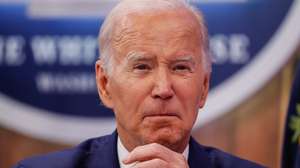 epa10237096 US President Joe Biden addresses a virtual audience attending the Summit on Fire Prevention And Control, at the White House in Washington, DC, USA, 11 October 2022.  EPA/JEMAL COUNTESS / POOL